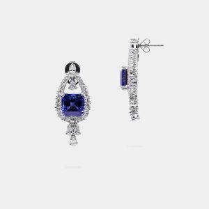 Violet Oval shaped Tanzanite Earrings